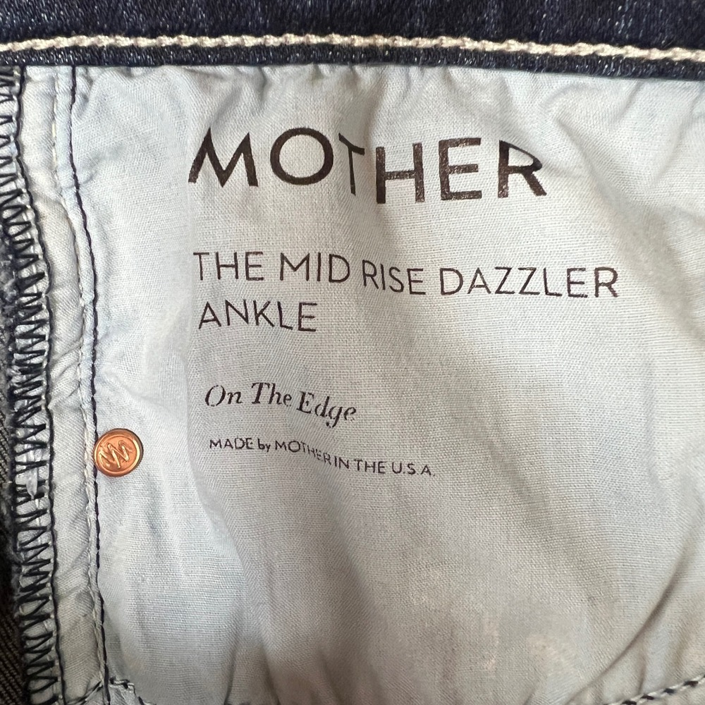 Mother The Mid Rise Dazzler Ankle Jeans On The Edge Dark Blue 1696-104 Size 26 - Picture 7 of 13